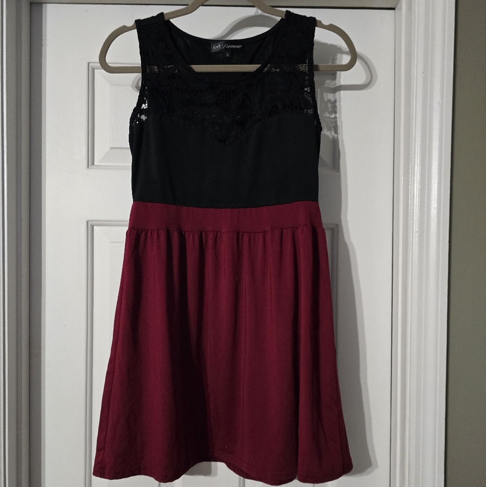 Sunnow Womens Lace Insert Shift Dress